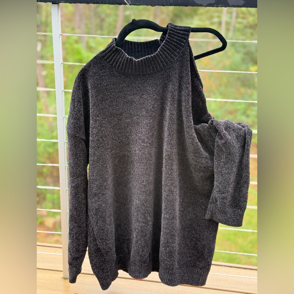 Black Knit Off the Shoulder Sweater